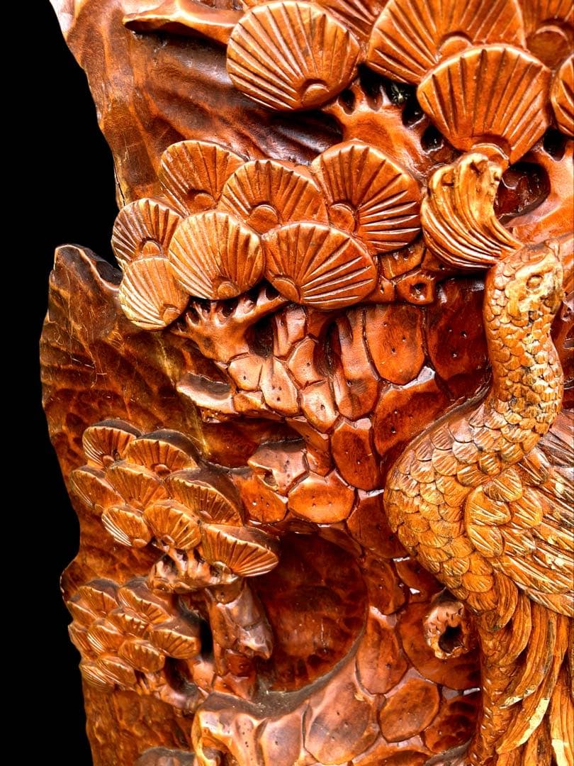 一刀彫⭐️アンティーク⭐️骨董⭐️衝立⭐️天然木⭐️孔雀⭐️重量物‼️‼️