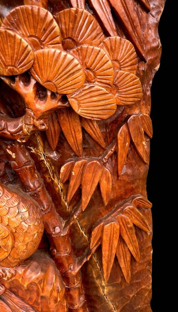 一刀彫⭐️アンティーク⭐️骨董⭐️衝立⭐️天然木⭐️孔雀⭐️重量物‼️‼️