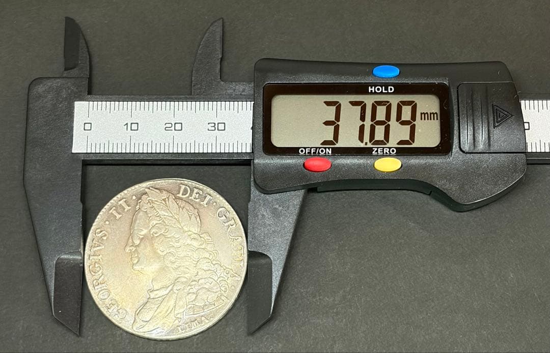 英国 ジョージ2世 LIMA刻印 アンティーク銀貨 クラウン級