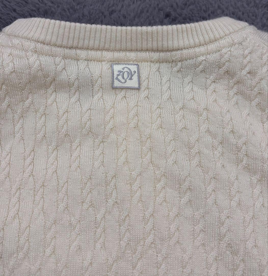【美品】ZOY ゾーイ　ゴルフウェア　長袖ニット　羊毛100％　サイズ40 白