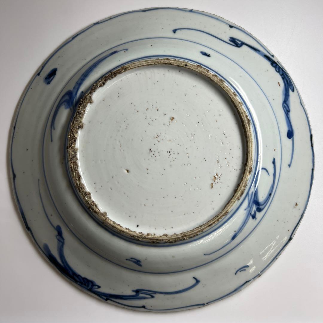 中国明時代　古染付鹿文七寸皿　直径約21㎝　東Y7-1024☆2F