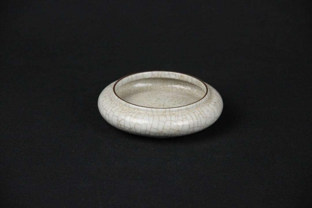 中国古美術 唐物　時代物 清朝期 哥釉 水盂 文房具 陶磁器 NX23-2