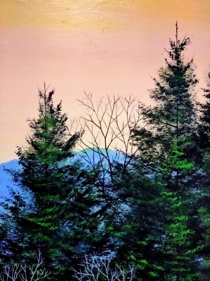 【F20号】千住博【曙光】手描き作品/表サイン・共シール/岩彩/油彩/額縁/額装