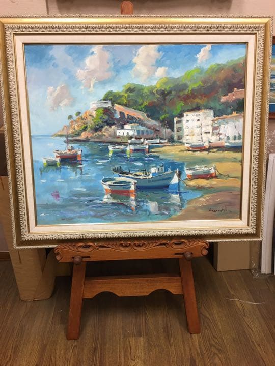 油絵手描きスペインの画家ラザーロッテ　作品油絵カンバスに制作