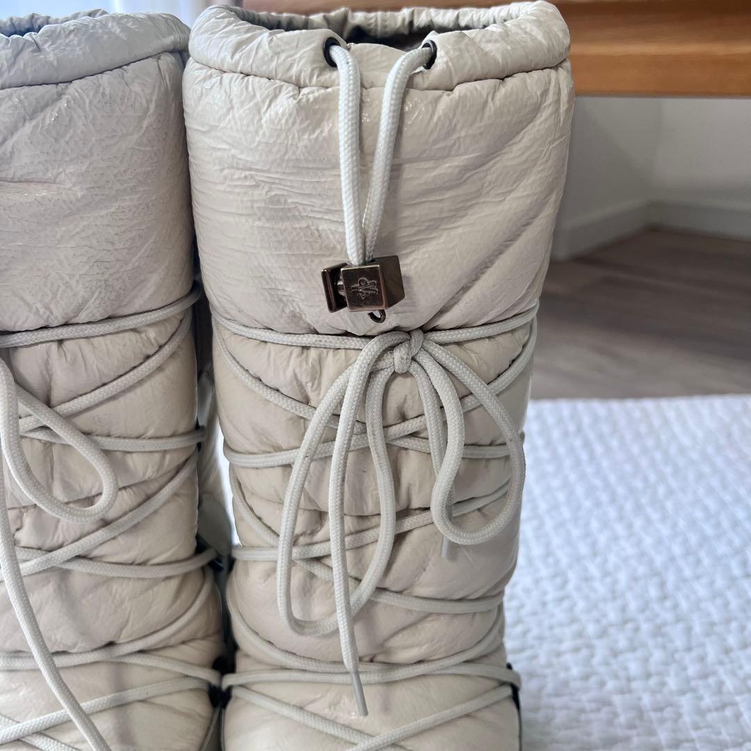 モンクレール スノーブーツ ナイロン ロングブーツ 40 ホワイト