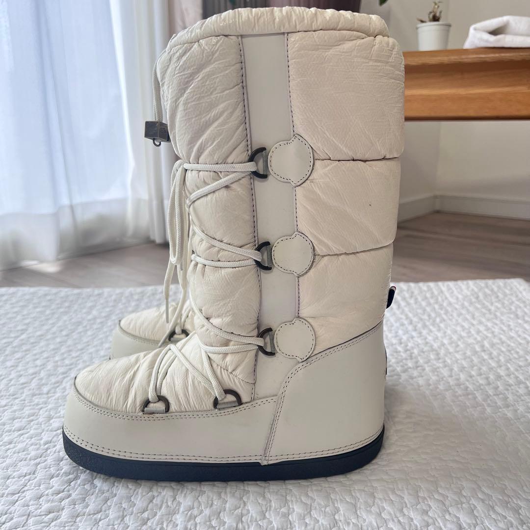 モンクレール スノーブーツ ナイロン ロングブーツ 40 ホワイト