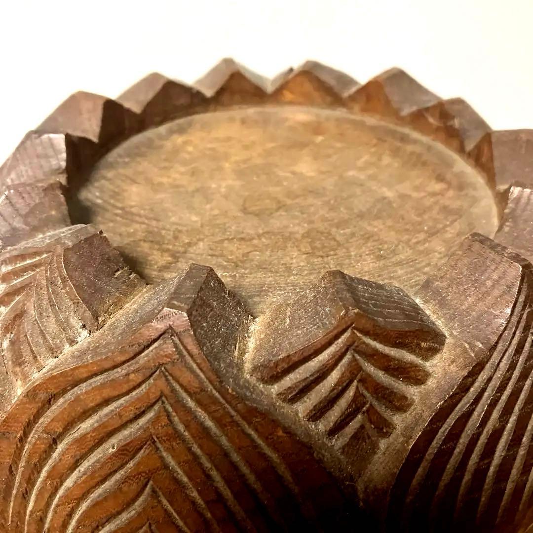 木彫り 木製 蓮の花 蓮台 彫刻