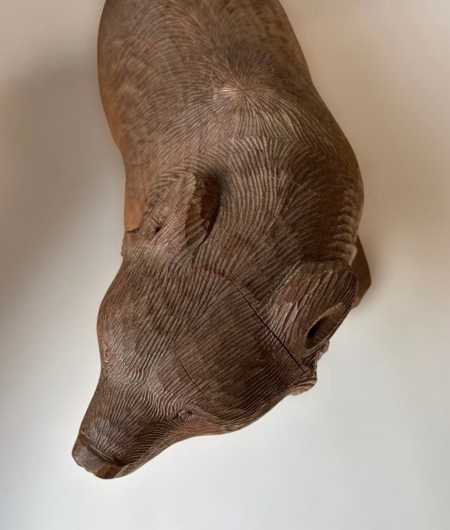 【希少品・2体セット】木彫　熊　座熊　台座付き　加藤貞夫　八雲