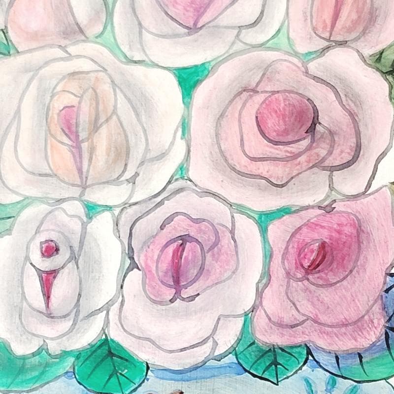 ☆ 今井ロジン ☆「 バラ 」油絵　SMサイズ　未使用額！