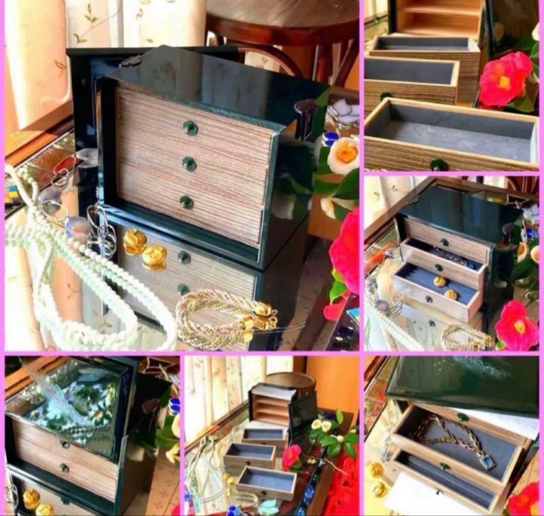 2245様感謝‼️JAPAN輪島螺鈿蒔絵「銀河-翠と紅」器局形宝石箱2点箱入