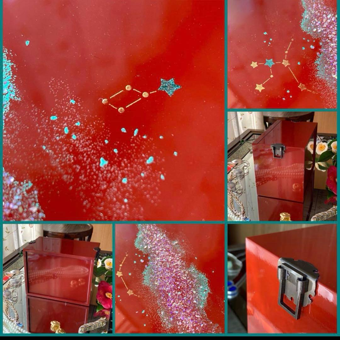 2245様感謝‼️JAPAN輪島螺鈿蒔絵「銀河-翠と紅」器局形宝石箱2点箱入