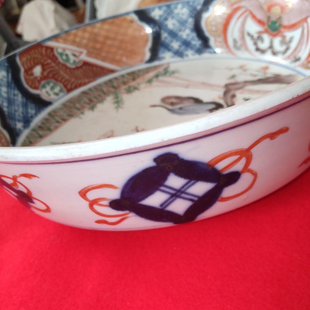 江戸後期～明治伊万里竹梅夫婦鶴独楽鉢