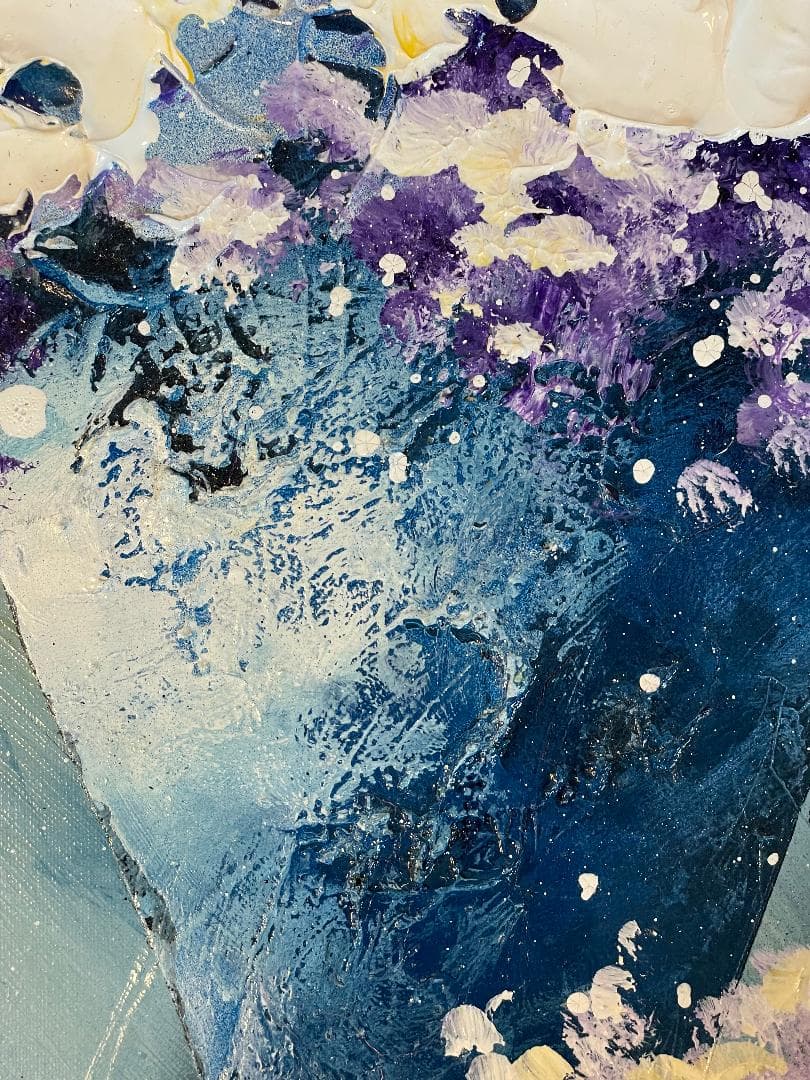 「真作」立川広己『パープルの花』静物画　油彩画　額装　サイン有り　F6号