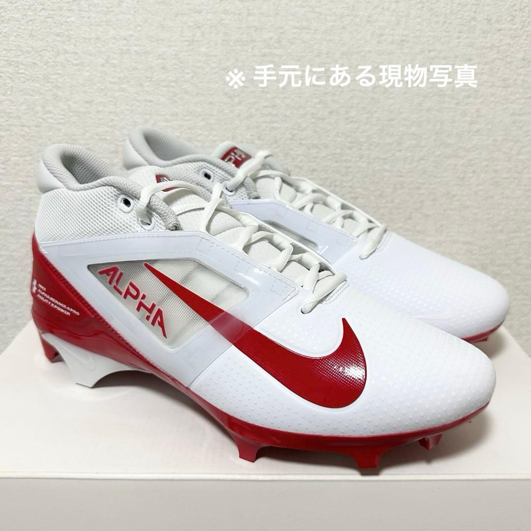 ナイキ 29 アルファメナス プロ アメフト スパイク シューズ 靴 白 赤