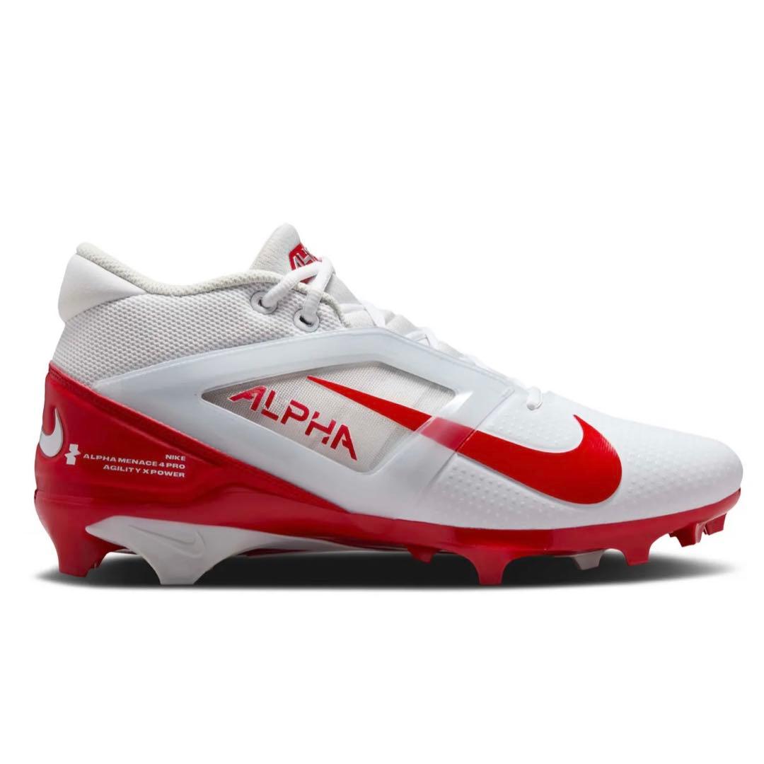 ナイキ 29 アルファメナス プロ アメフト スパイク シューズ 靴 白 赤