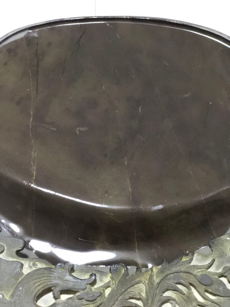 硯 旧老坑 青花 金綫 書道具硯　すずり 端溪硯 水岩 文房四寶 端渓硯