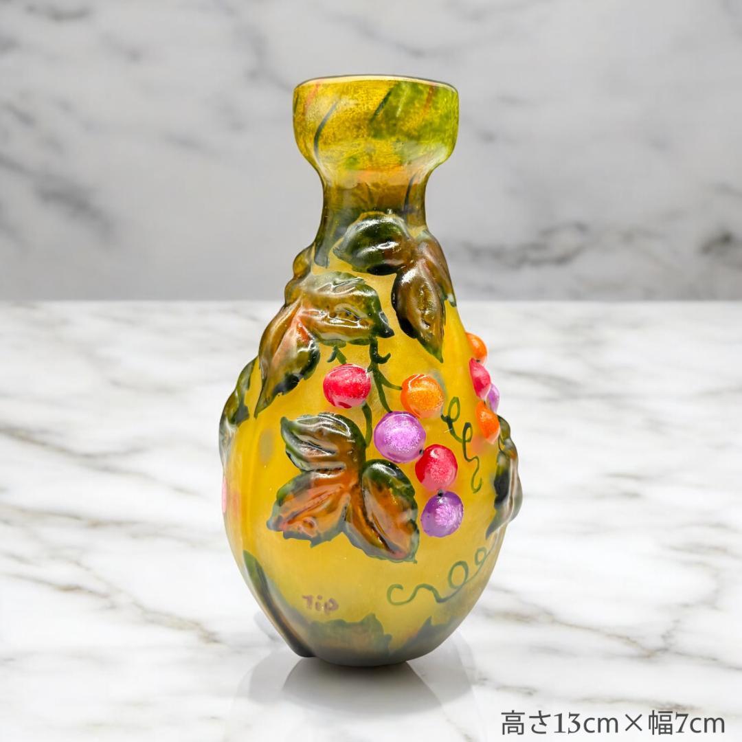 【証明書付】　ドームナンシー 花瓶 エナメル彩 アンティーク　スフレ技法