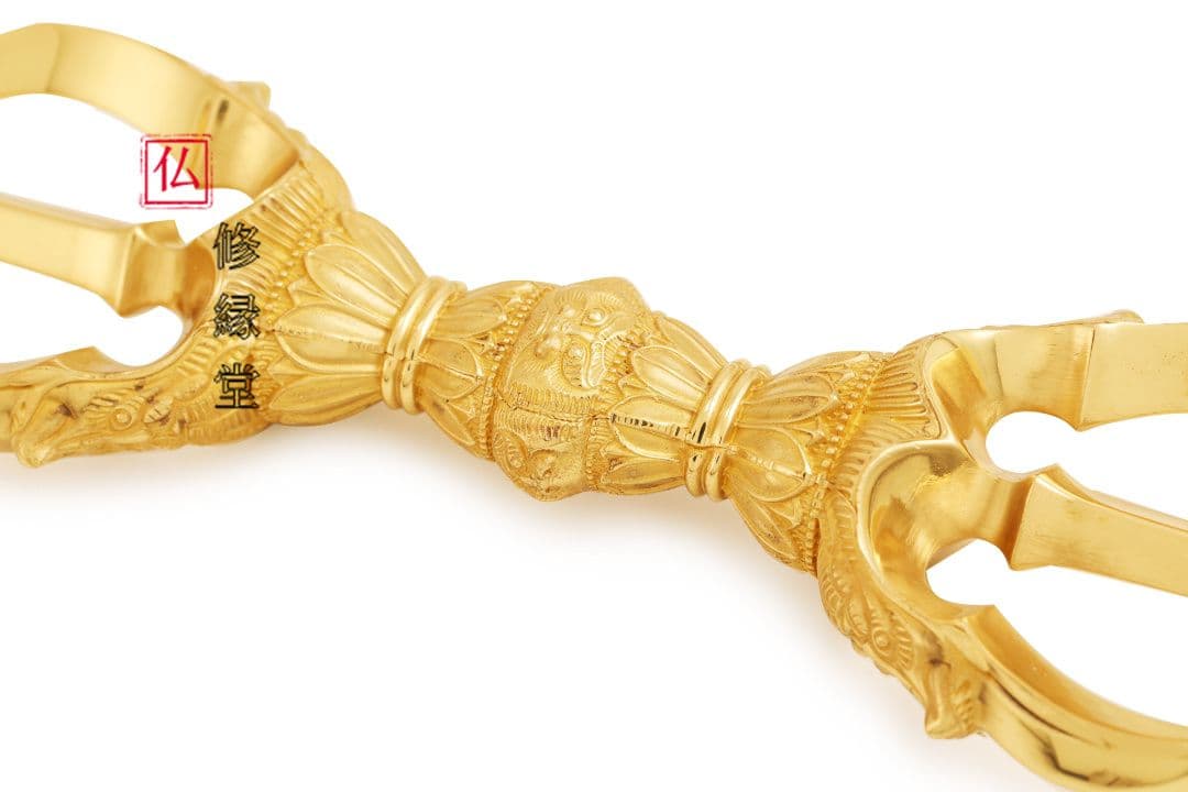 【修縁堂】寺院用仏具 鬼面三鈷杵 バジュラ希少vajra 密教法具古美術品