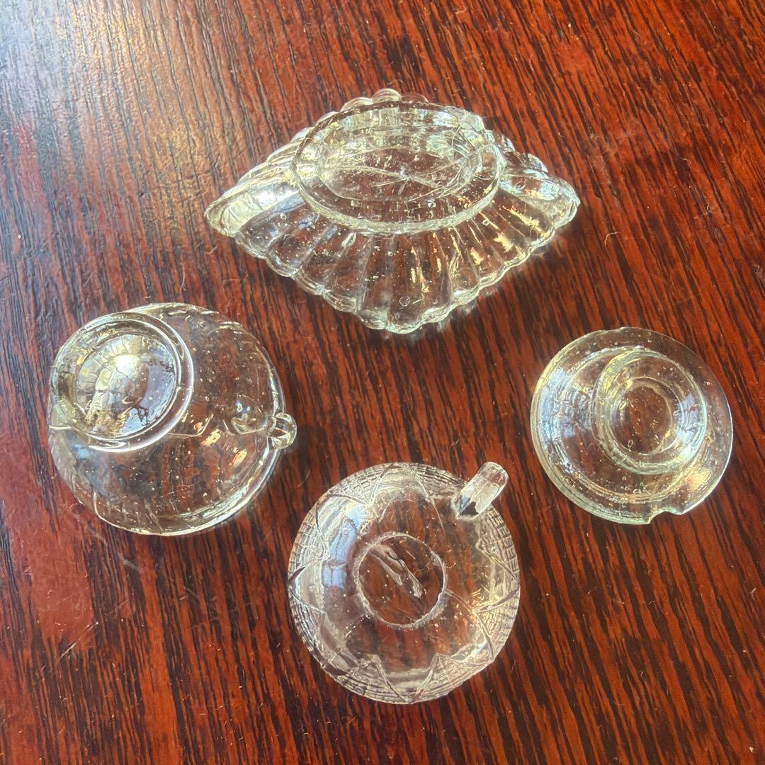 アンティーク ペロペロ ガラス 菱形 4点