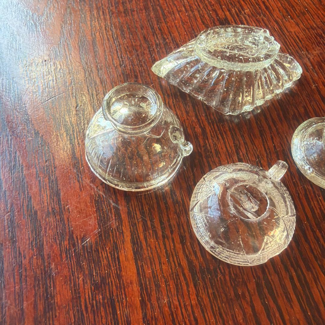 アンティーク ペロペロ ガラス 菱形 4点