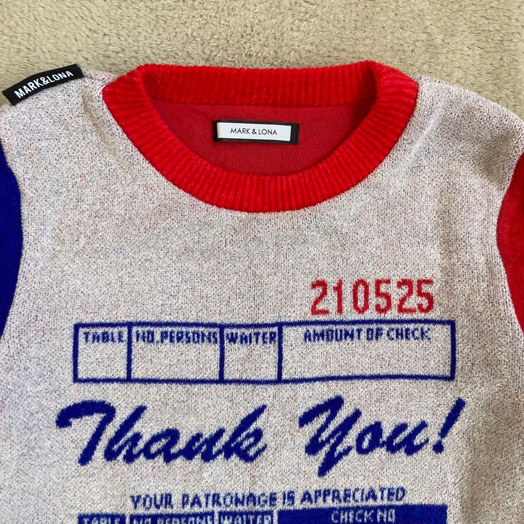 極美品 マークアンドロナ 近年 防風 裏地付 セーター スニード 配色切替ニット