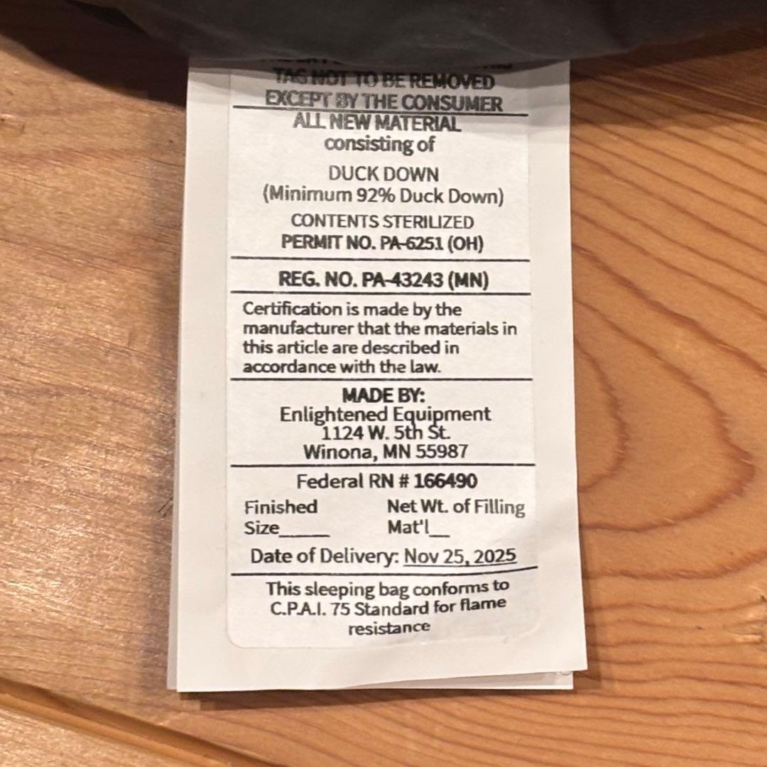 Enlightened Equipment Revelation850 10°F