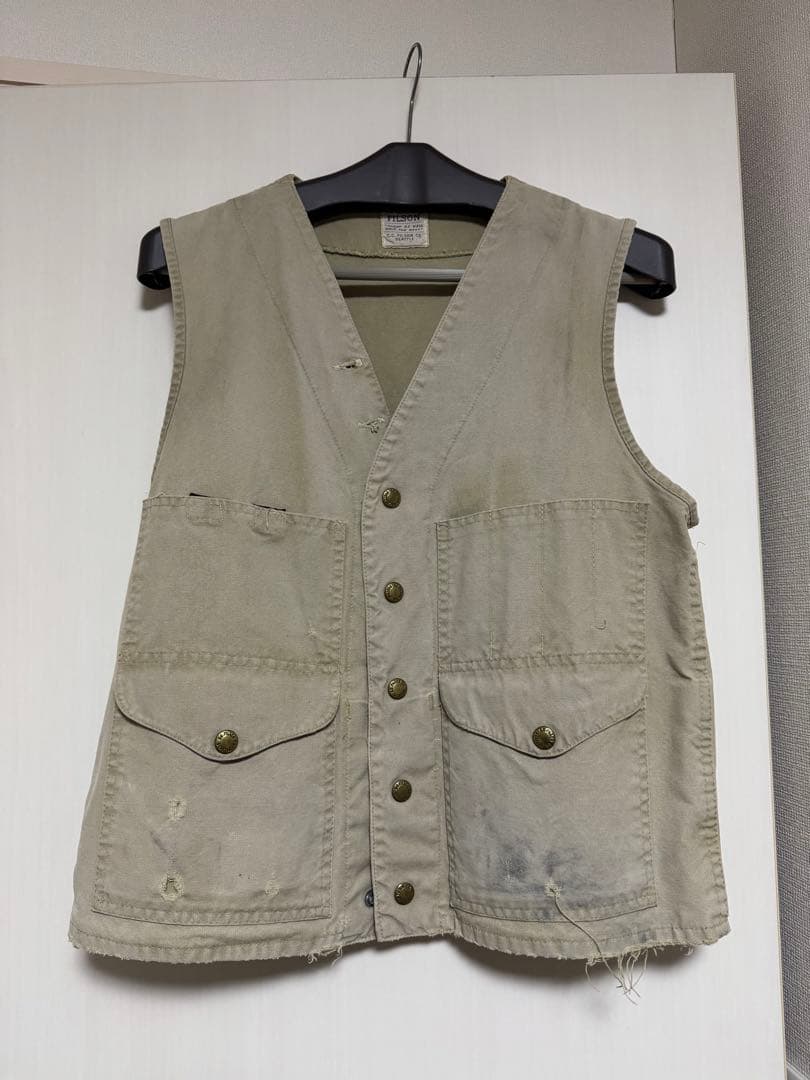 古着 ヴィンテージ ダメージ フィッシングベスト ベージュ