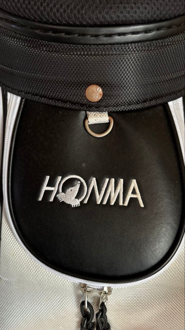 【Mr-K】HONMA キャディバッグ ホワイト/ブラック フード付き