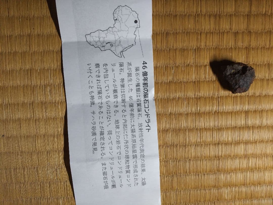 宇宙からの贈り物　石質隕石コンドライト　サハラ砂漠(C)