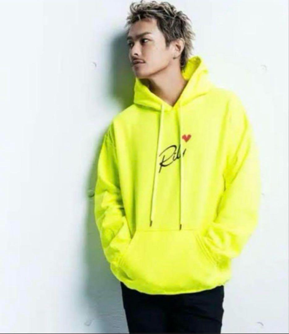 今市隆二 Rily 蛍光イエロー フード付きパーカー S size