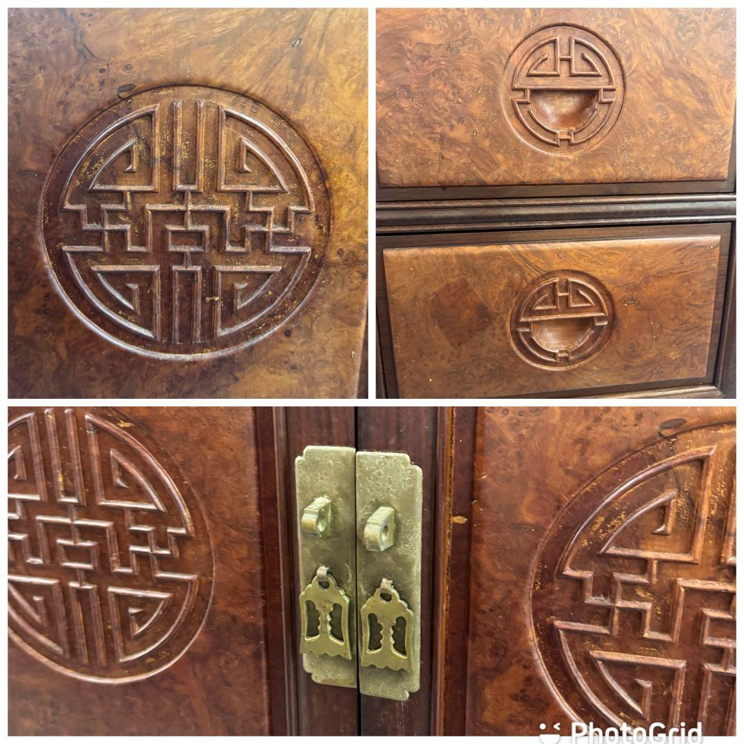 重厚な存在感　中国家具 花梨材 唐木 サイドテーブル 無垢 高級飾り家具