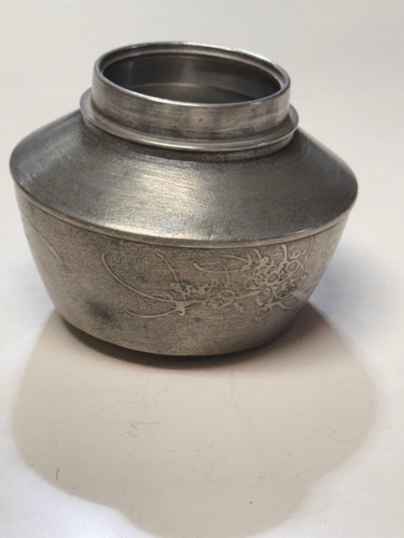 茶入 錫 間村自造 箱無　骨董品