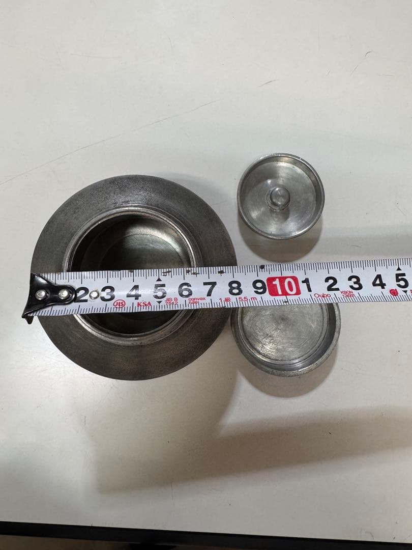 茶入 錫 間村自造 箱無　骨董品