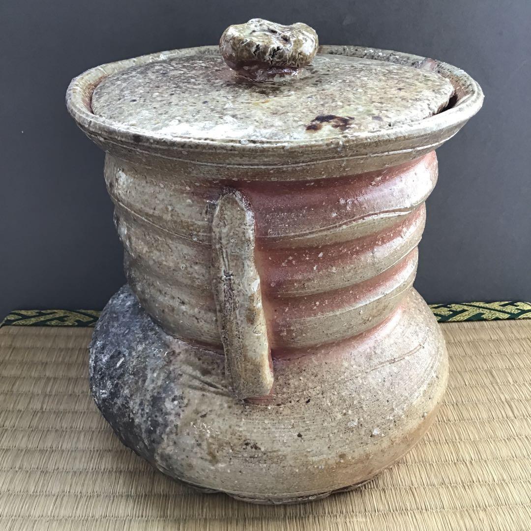 茶道具　水指　信楽耳付水指　四代高橋楽斎作　栞　共箱　S107MS