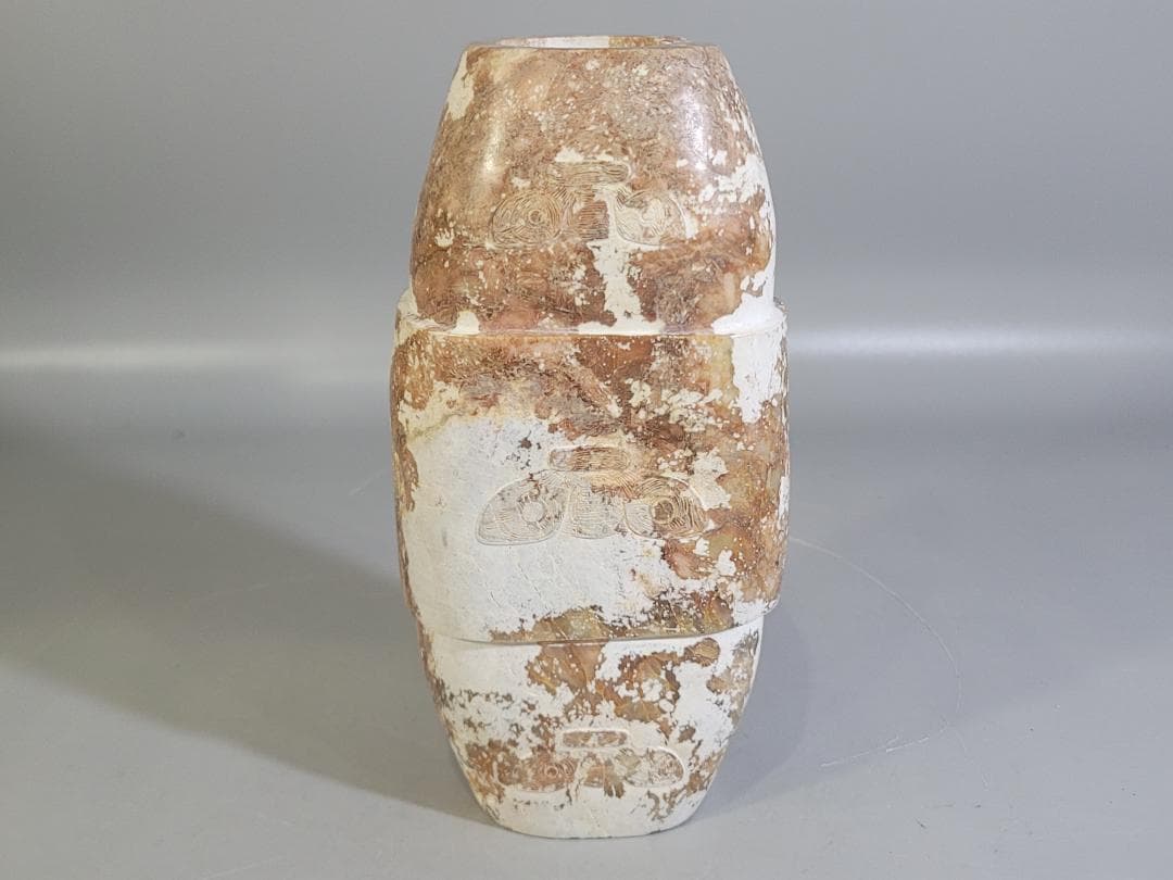 中国 砡石刻 饕餮紋 祭飾 DT742