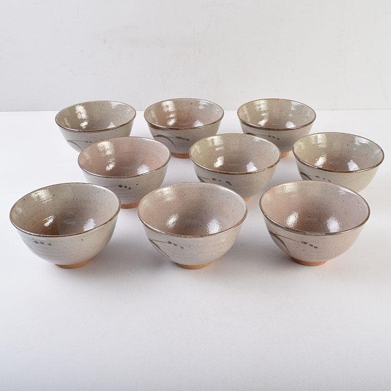 茶道具　武村利左衛門造　絵唐津　数茶碗　九客　共箱　M　R9203B