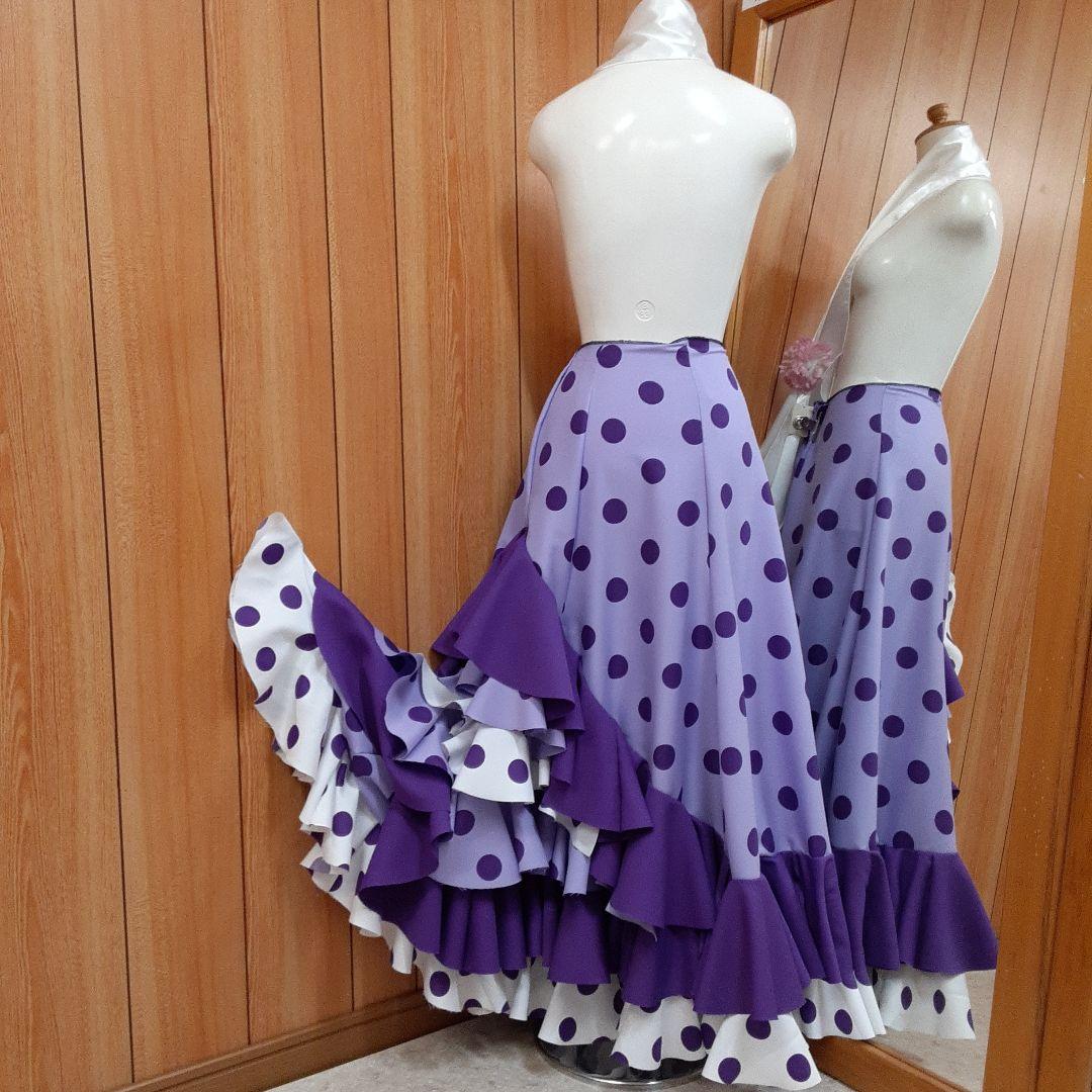 フラメンコ衣装　☆ファルダのみ　115藤色/紫/白エレガントファルダ