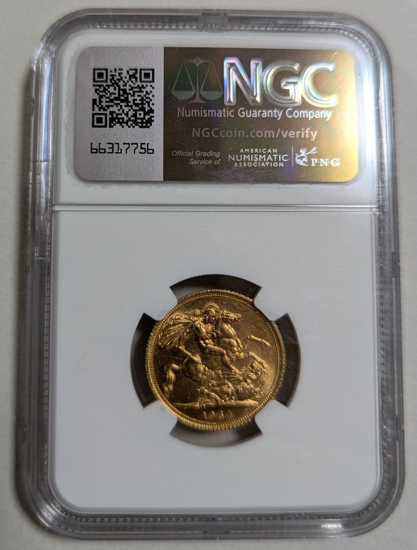 1964年/NGC/MS65/ヤングヤング/ソブリン金貨/エリザベス２世