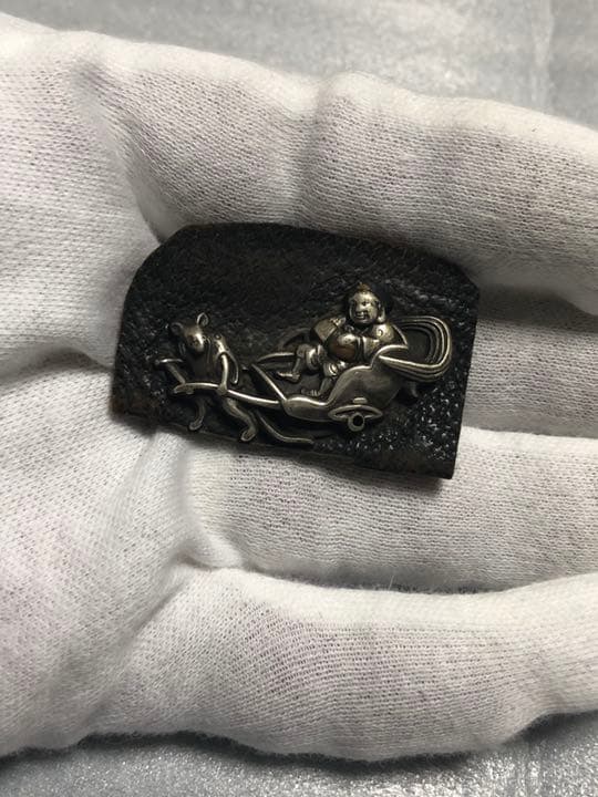 ネズミ&大黒さん 銀飾り　ジャンク　古物