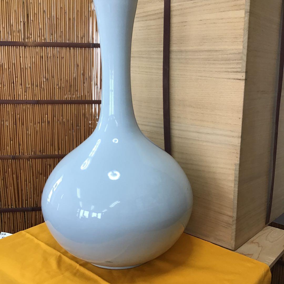 華道道具 花入 白磁鶴首壺 造 元康 共箱 N１３１KB