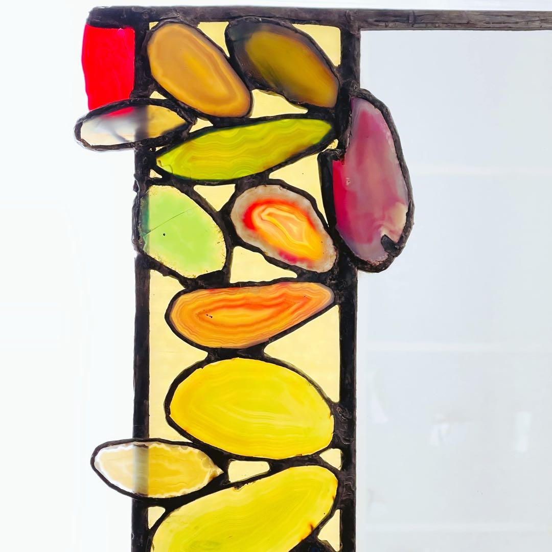 ✮レア✮ ステンドグラス　鏡　ミラー　壁掛け　メノウ　天然石