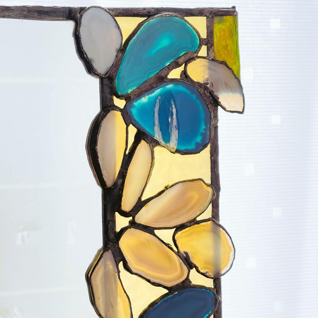 ✮レア✮ ステンドグラス　鏡　ミラー　壁掛け　メノウ　天然石