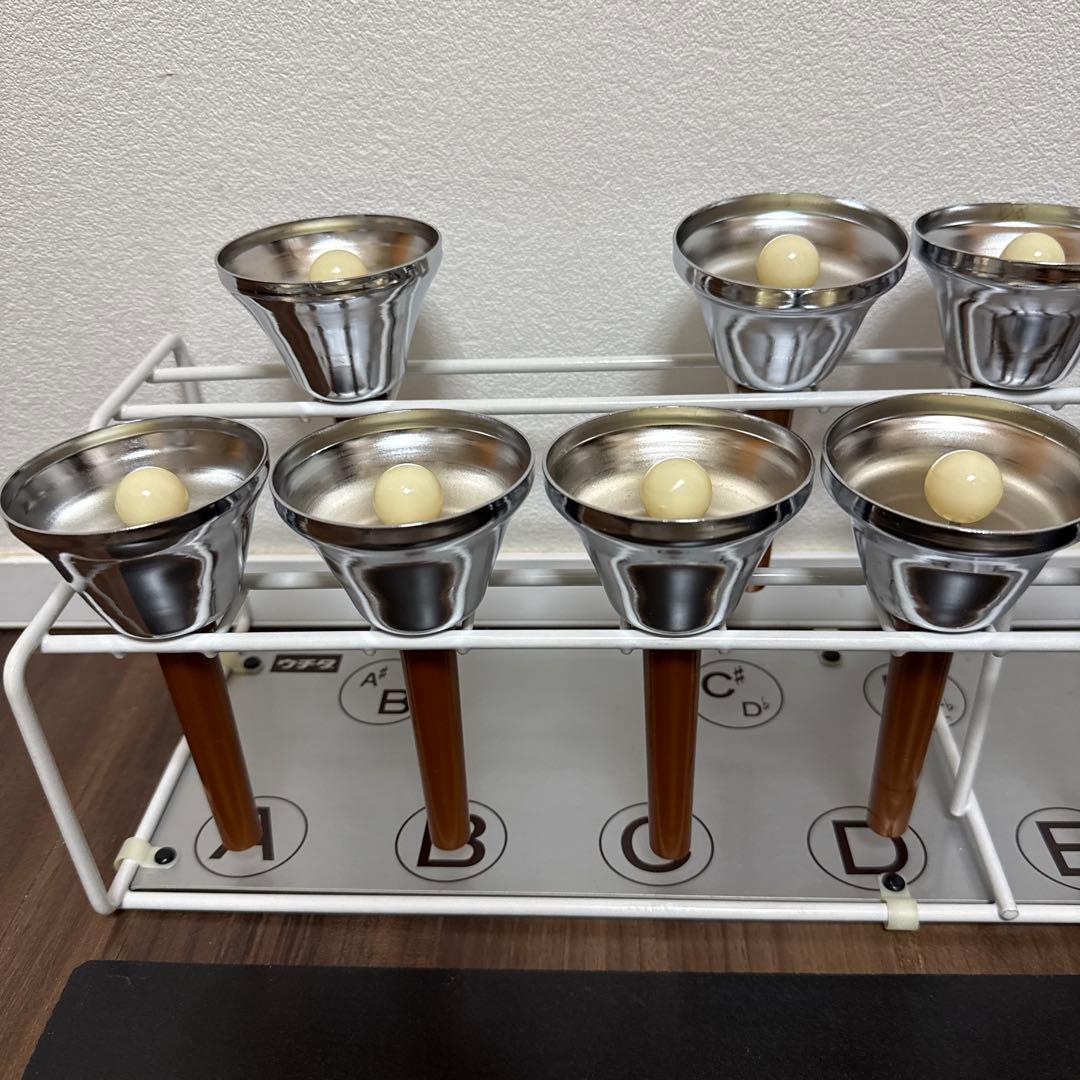 美品 UCHIDA ウチダ ミュージックベル 20音 スタンド付き ハンドベル