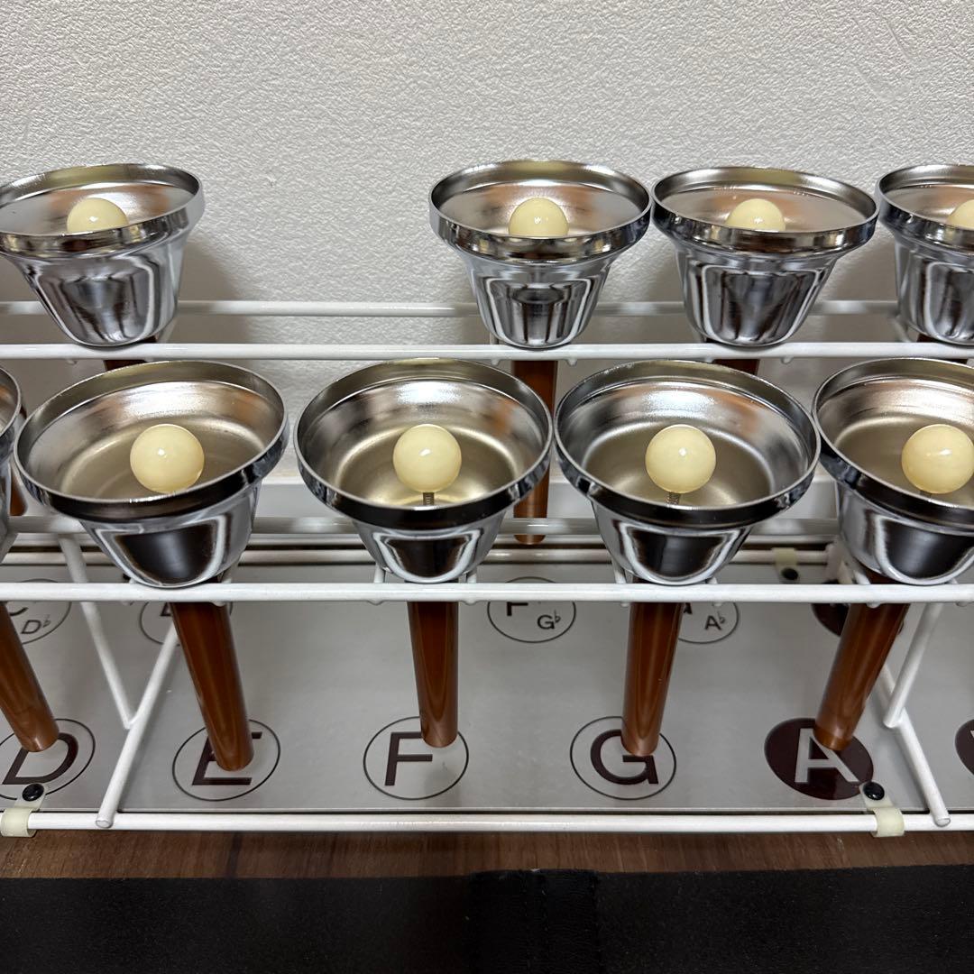 美品 UCHIDA ウチダ ミュージックベル 20音 スタンド付き ハンドベル