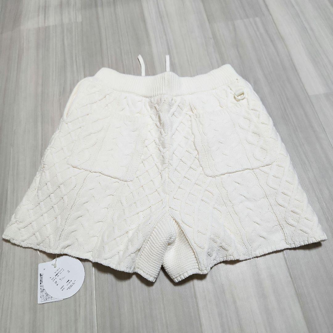 新品☆sandie☆ゴルフ2点セットショートパンツ防風 発熱リブニット M 紺白