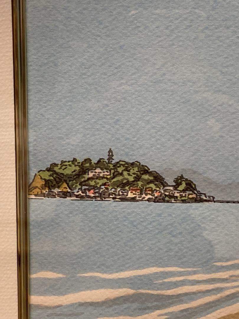 田口雅巳 リトグラフ「好日七里ヶ浜」江ノ電江の島富士山風景2/123直筆サイン