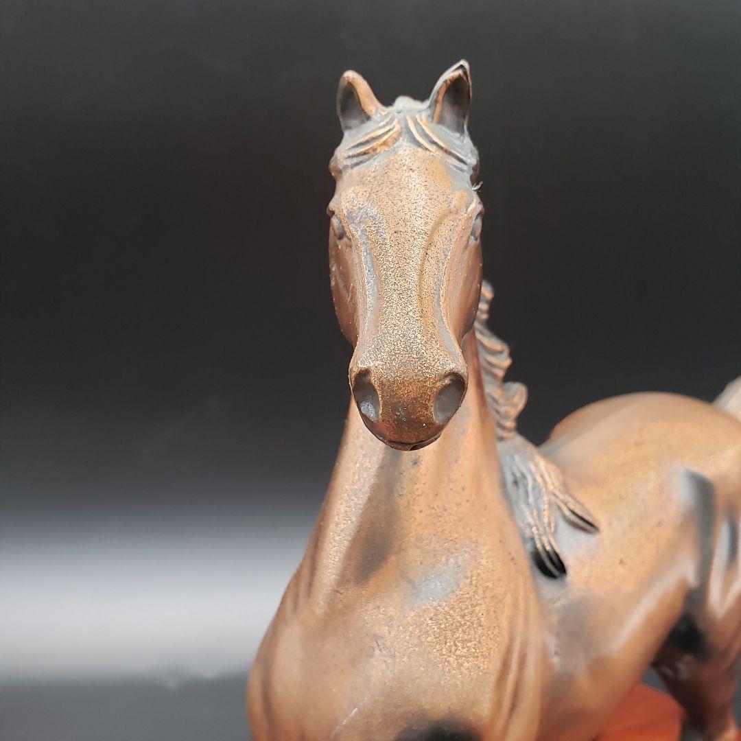 ⑦金属美術工芸品 鋳金製 午置物 飛躍 馬 ウマ 銅