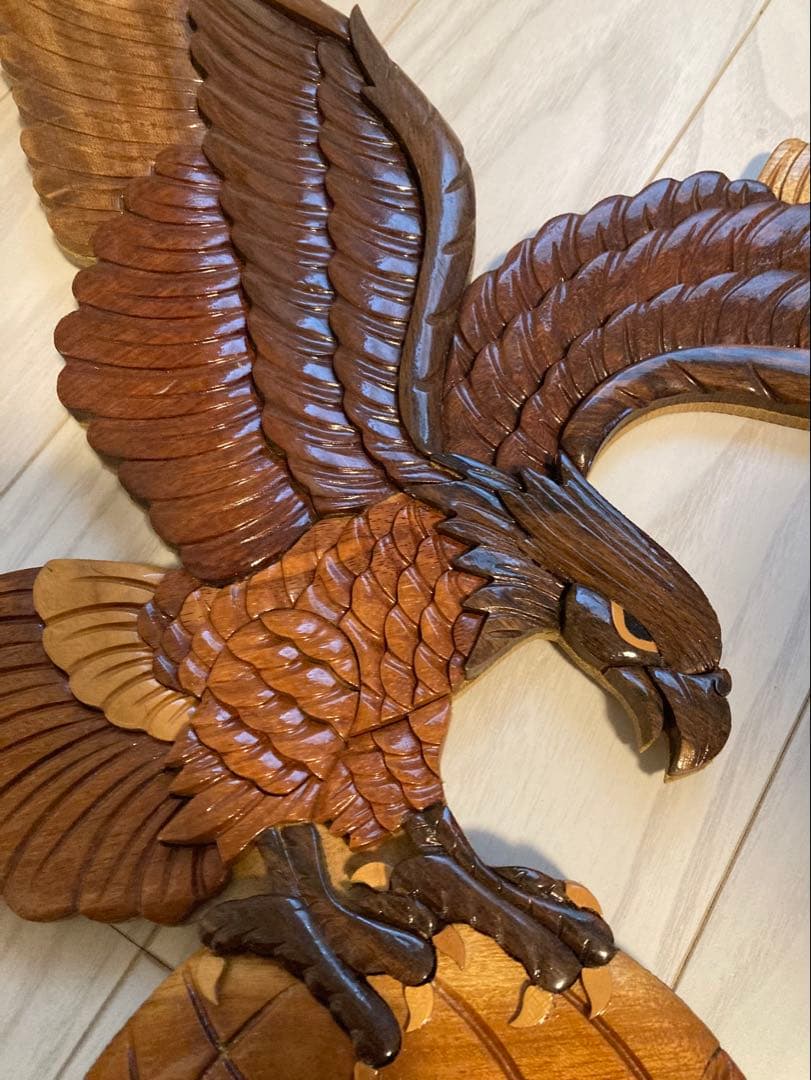 木製鷲の彫刻 壁掛け装飾