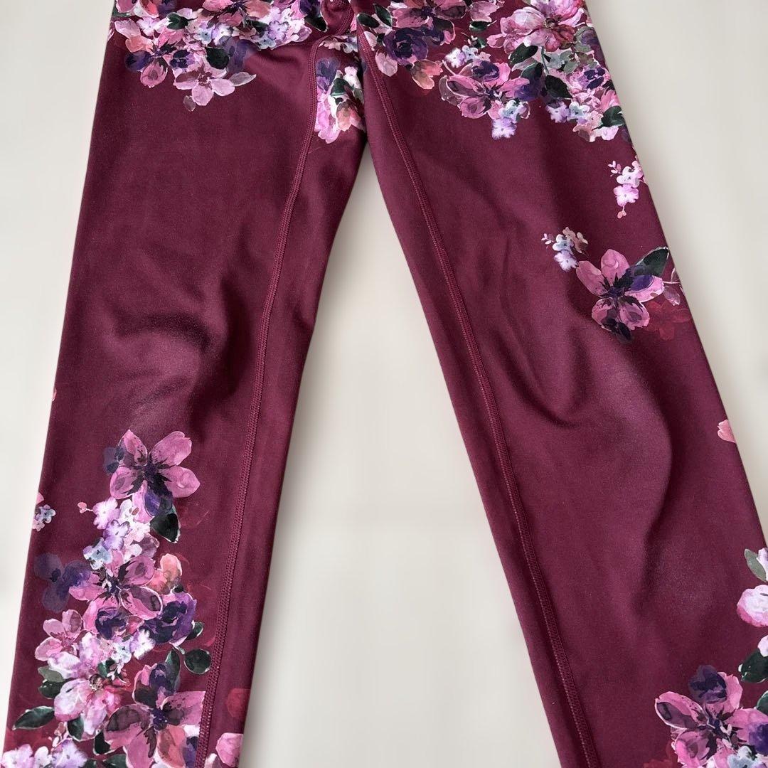 【新品&美品】花柄ヨガウェアセットアップ上S下M