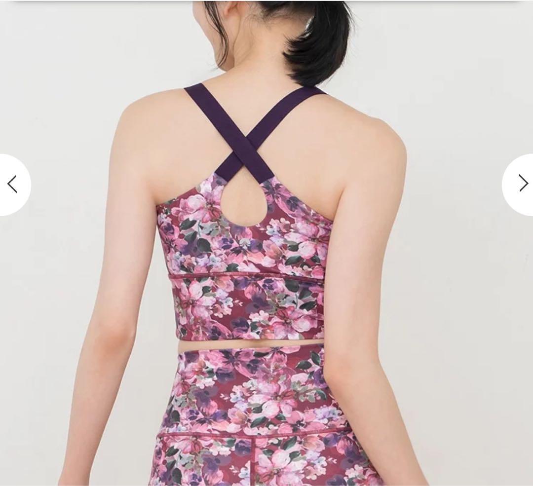 【新品&美品】花柄ヨガウェアセットアップ上S下M